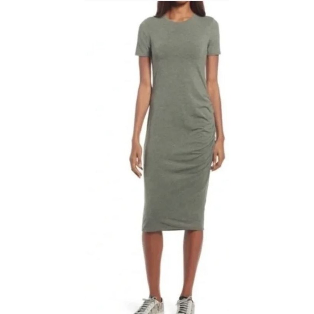 Treasure‎ & Bond Women's Ruched Body-Con Dress in Green Heather 2XS